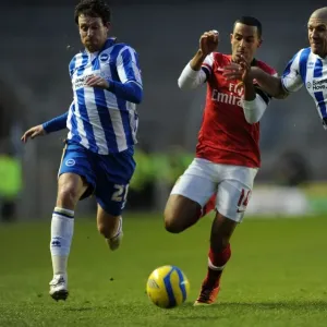 Theo Walcott vs. Wayne Bridge and Adam El-Abd: A Tense FA Cup Showdown - Arsenal's Star Forward Clashes with Brighton's Defenders
