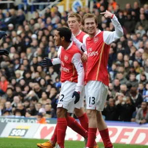Theo Walcott's Brace: A Celebration with Teammates Cesc Fabregas, Nicklas Bendtner, Emmanuel Adebayor, and Alex Hleb (2-2 vs. Birmingham City, 2008) Theo Walcott's Brace: A Celebration with Teammates Cesc Fabregas, Nicklas Bendtner, Emmanuel Adebayor, and Alex Hleb (2-2 vs. Birmingham City, 2008)
