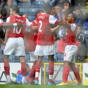 Theo Walcott's Debut Goal: Arsenal's Winning Moment Against Blackburn Rovers with Diaby, Fabregas, and van Persie