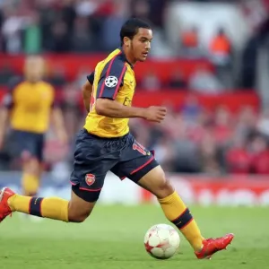 Theos Walcotts bestimmter Leistung bei Manchesters Verein für die Halbfinalniederlage gegen Arsenals im Europapokal der Verfolgten auf dem Heimfeld von Manchester United am 29. April 2009