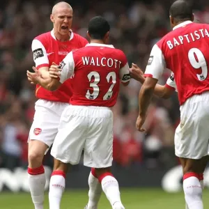 Theo Walcott's Double Celebration: Arsenal's Goal Against Chelsea in The Carling Cup Final (2007) with Philippe Senderos and Julio Baptista Theo Walcott's Double Celebration: Arsenal's Goal Against Chelsea in The Carling Cup Final (2007) with Philippe Senderos and Julio Baptista