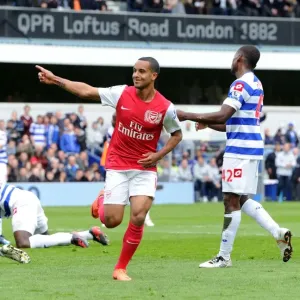 Theo Walcott's Thrilling Goal Celebration: Arsenal's Triumph at Queens Park Rangers, Premier League 2011-12