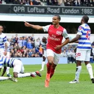 Theo Walcott's Thrilling Goal Celebration: Arsenal's Triumph at Queens Park Rangers, Premier League 2011-12