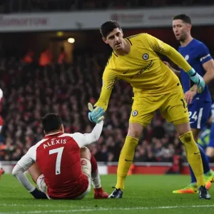 Thibaut Courtois Consoles Distressed Alexis Sanchez Amidst Arsenal-Chelsea Rivalry