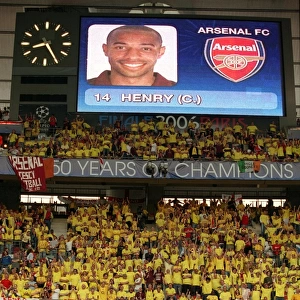 Thierry Henry (Arsenal) on the scoreboard as the teams are read out
