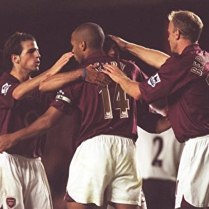 Thierry Henry celebrates scoring Arsenals 2nd goal with Cesc Fabregas