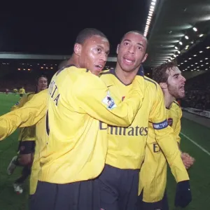 Thierry Henry, Julio Baptista, and Mathieu Flamini: Celebrating Arsenal's FA Cup Victory over Liverpool (3-1), Anfield, 2007