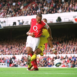 Thierry Henry scores his 1st goal (Arsenals 2nd) under pressure from Jonathan Fortune