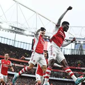Thomas Partey and Gabriel Martinelli Celebrate First Goal: Arsenal vs. Leicester City, Premier League 2021-22