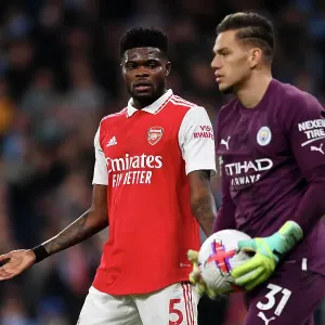 Thomas Partey vs. Ederson: Intense Rivalry in Manchester City vs. Arsenal FC Premier League Clash (2022-23) Thomas Partey vs. Ederson: Intense Rivalry in Manchester City vs. Arsenal FC Premier League Clash (2022-23)