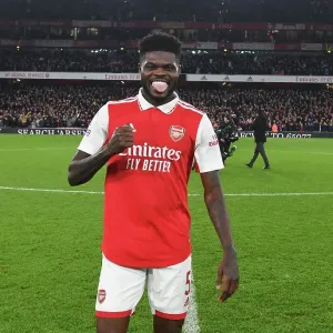 Thomas Partey's Celebration: Arsenal FC Triumphs Over Manchester United in the Premier League (2022-23)