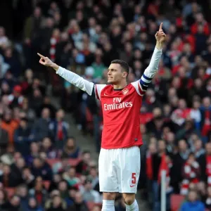 Thomas Vermaelen (Arsenal). Arsenal 0: 1 Blackburn Rovers. FA Cup 5th Round. Emirates Stadium