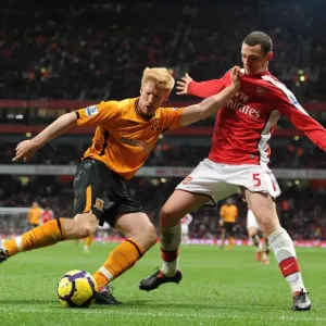Thomas Vermaelen (Arsenal) Paul McShane (Hull). Arsenal 3: 0 Hull City, Barclays Premier league