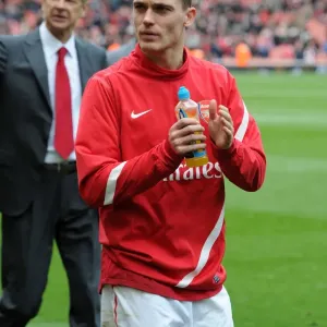 Thomas Vermaelen Celebrates with Arsenal Fans: Arsenal vs Norwich City, Premier League 2011-12