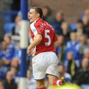 Thomas Vermaelen celebrates scoring the 2nd Arsenal goal Thomas Vermaelen celebrates scoring the 2nd Arsenal goal