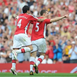 Thomas Vermaelen and Cesc Fabregas: Celebrating Arsenal's 4-0 Goal Against Wigan Athletic, 2009