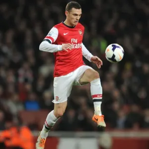 Thomas Vermaelen Focuses in Arsenal's Clash Against Swansea City (Arsenal v Swansea City 2013-14)