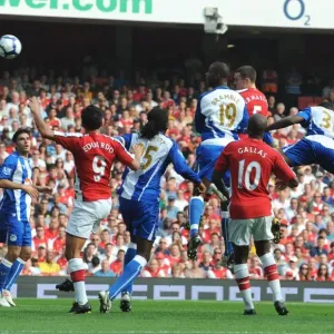 Thomas Vermaelen outjumps Titus Bramble to score the 1st Arsenal goal