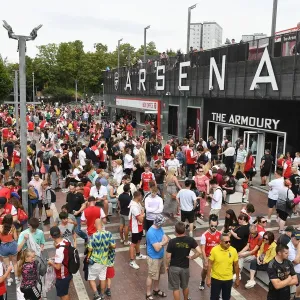 Throngs of Arsenal Fans Gathered Outside Emirates Stadium for the Arsenal vs Sevilla Pre-Season Clash, London 2022 Throngs of Arsenal Fans Gathered Outside Emirates Stadium for the Arsenal vs Sevilla Pre-Season Clash, London 2022
