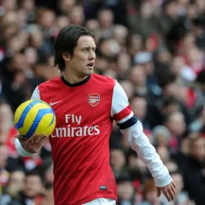 Tomas Rosicky in Action for Arsenal against Blackburn Rovers in FA Cup Fifth Round