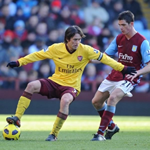 Tomas Rosicky (Arsenal) Ciaran Clark (Villa). Aston Villa 2: 4 Arsenal. Barclays Premier League