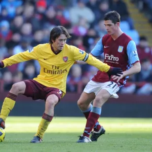 Tomas Rosicky (Arsenal) Ciaran Clark (Villa). Aston Villa 2: 4 Arsenal. Barclays Premier League