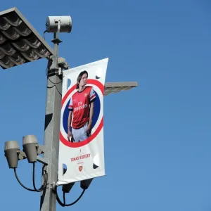 Tomas Rosicky banner outside the stadium. Arsenal 0: 0 Sunderland. Barclays Premier League