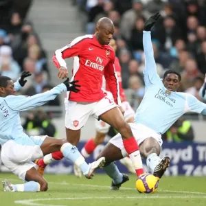 Triumph of Manchester City: Abou Diaby, Shaun Wright-Phillips, Micah Richards in Action as Arsenal Suffer 3:0 Defeat, Barclays Premier League, City of Manchester Stadium, 22/11/08