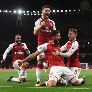 Triumphant Arsenal: Giroud, Kolasinac, Ramsey Celebrate Goals Against Leicester City (2017-18) Triumphant Arsenal: Giroud, Kolasinac, Ramsey Celebrate Goals Against Leicester City (2017-18)
