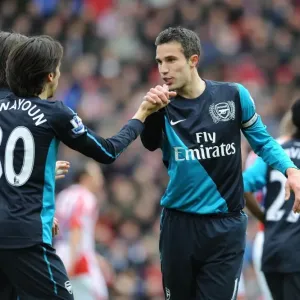 Triumphant Threesome: Van Persie, Benayoun, Rosicky's Unforgettable Goal Celebration (Stoke City vs. Arsenal, 2012)