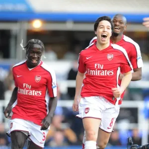 Triumphant Trio: Nasri, Sagna, Diaby's Unforgettable Goal Celebration vs. Birmingham City (2010)