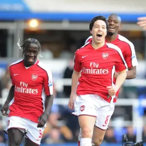 Triumphant Trio Print: Nasri, Sagna, Diaby Celebrate Goal Triumphant Trio Print: Nasri, Sagna, Diaby Celebrate Goal