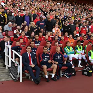 Unai Emery on the Arsenal Bench Before Arsenal v Tottenham Premier League Clash (2019-20)