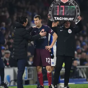 Unai Emery Coaches Arsenal Against Brighton & Hove Albion, Premier League 2018-19 Unai Emery Coaches Arsenal Against Brighton & Hove Albion, Premier League 2018-19