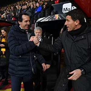 Unai Emery and Javi Gracia Pre-Match Handshake: Watford vs. Arsenal, Premier League 2018-19