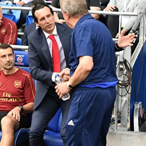 Unai Emery and Neil Warnock: Pre-Match Handshake between Arsenal and Cardiff Managers (2018-19)