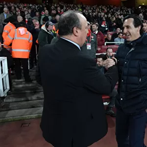 Unai Emery and Rafael Benitez: A Pre-Match Handshake Between Arsenal and Newcastle Managers (April 2019)