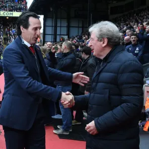 Unai Emery and Roy Hodgson Pre-Match Handshake: Crystal Palace vs Arsenal FC, Premier League 2018-19