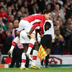 Unstoppable Arsenal Trio: Nasri, Eboue, Vela Celebrate First Goals in 2:0 UEFA Champions League Victory over Standard Liege (2009, Emirates Stadium)