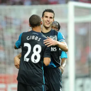 Van Persie and Gibbs: Celebrating a Goal for Arsenal against Benfica, 2011-12 Pre-Season Friendly Van Persie and Gibbs: Celebrating a Goal for Arsenal against Benfica, 2011-12 Pre-Season Friendly