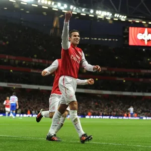 Van Persie and Ramsey Celebrate Arsenal's First Goal vs. Queens Park Rangers (2011-12)