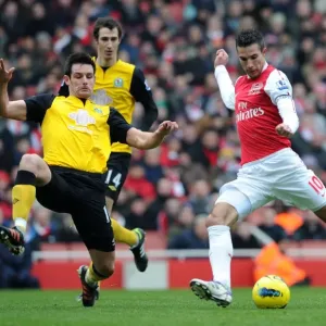 Van Persie vs Dann: Intense Moment at the Emirates - Arsenal v Blackburn Rovers, Premier League 2011-12