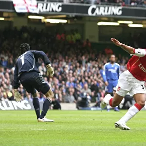 The Walcott celebrates scoring the Arsenal goal