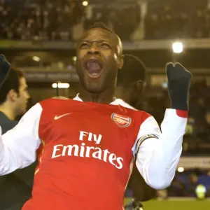 William Gallas (Arsenal) celebrates in front of the fans at the end of the match William Gallas (Arsenal) celebrates in front of the fans at the end of the match
