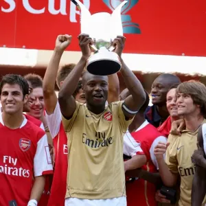 William Gallas (Arsenal) with the Emirates Trophy William Gallas (Arsenal) with the Emirates Trophy