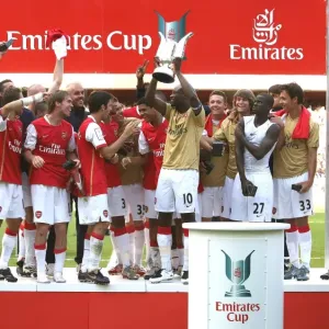 William Gallas (Arsenal) lifts the Emirates Trophy William Gallas (Arsenal) lifts the Emirates Trophy