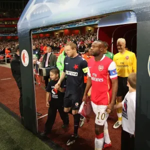 William Gallas (Arsenal) Stanislav Vlcek (Slavia) walk out before the match William Gallas (Arsenal) Stanislav Vlcek (Slavia) walk out before the match