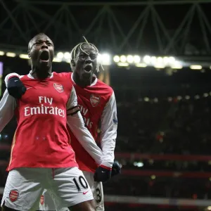 William Gallas celebrates scoring Arsenals 1st goal with Bacary Sagna