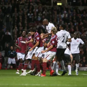 William Gallas heads past West Ham goalkeeper Robert