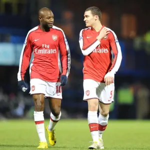 William Gallas and Thomas Vermaelen (Arsenal). Portsmouth 1: 4 Arsenal, Barclays Premier League